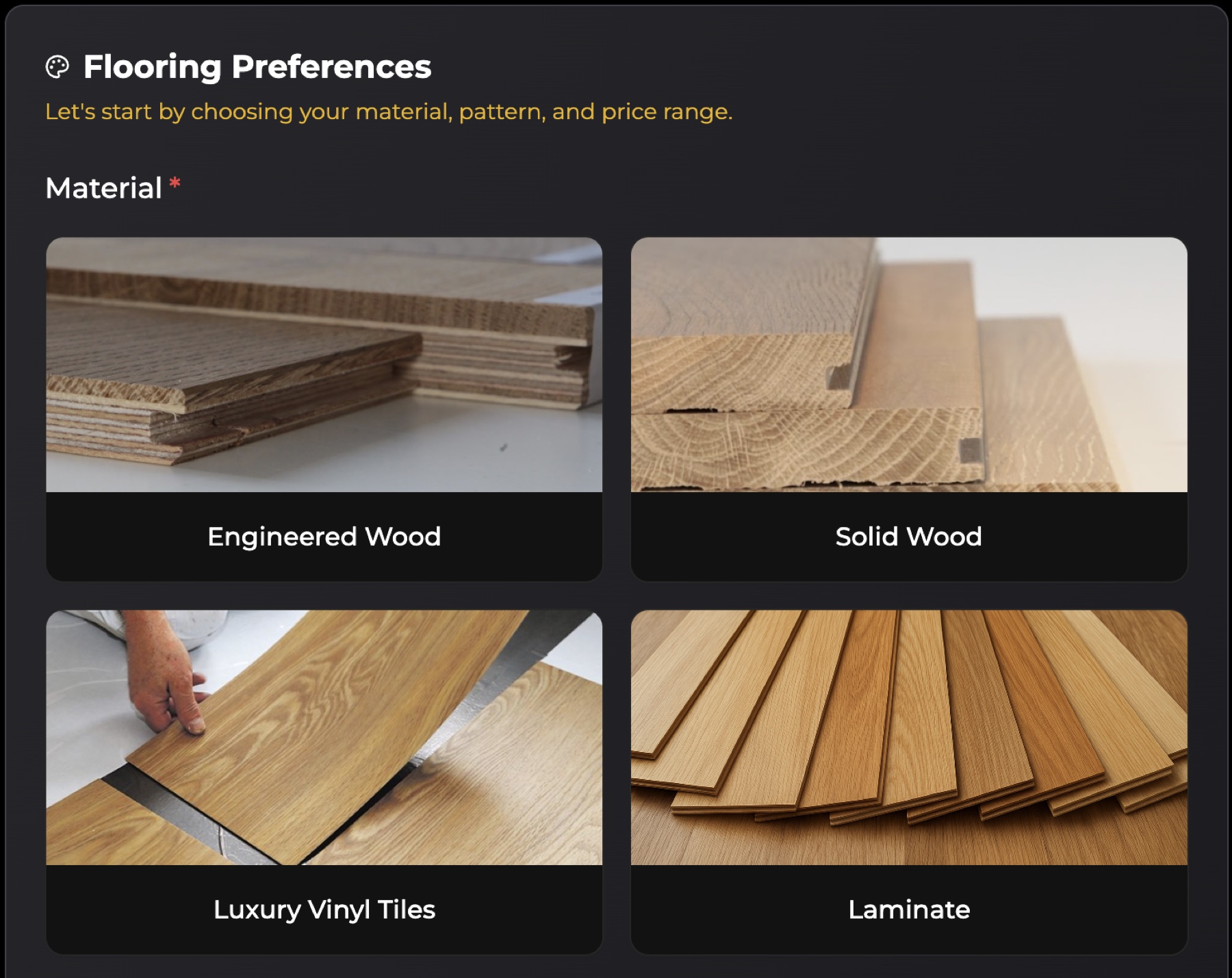 Venda/Instalação de Pisos Premium interface preview